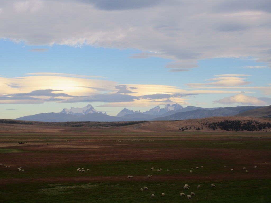 Travel to TDP, viewing the Andes across the pasture land