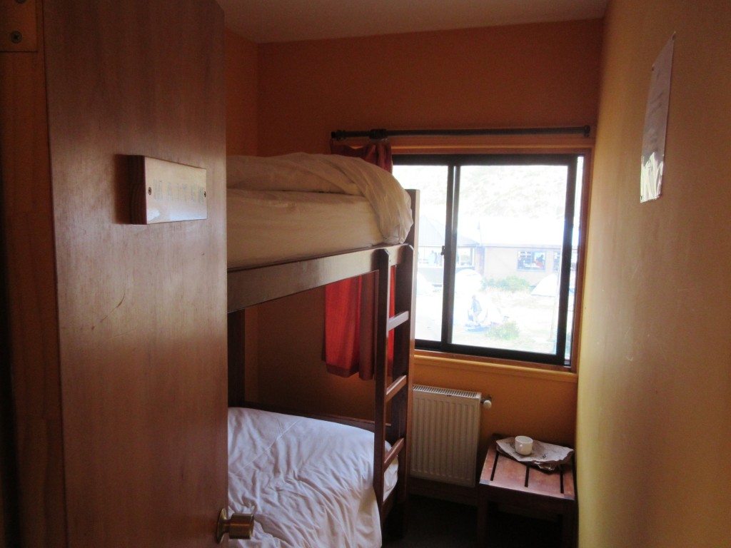 Our shoebox sized bunk room at Ref. Paine Grane
