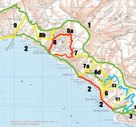 Cinque Terre Hiking map